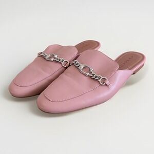 Coach Women Sofi Leather Slides Pink Almond Toe Slip On Business Casual Size 8